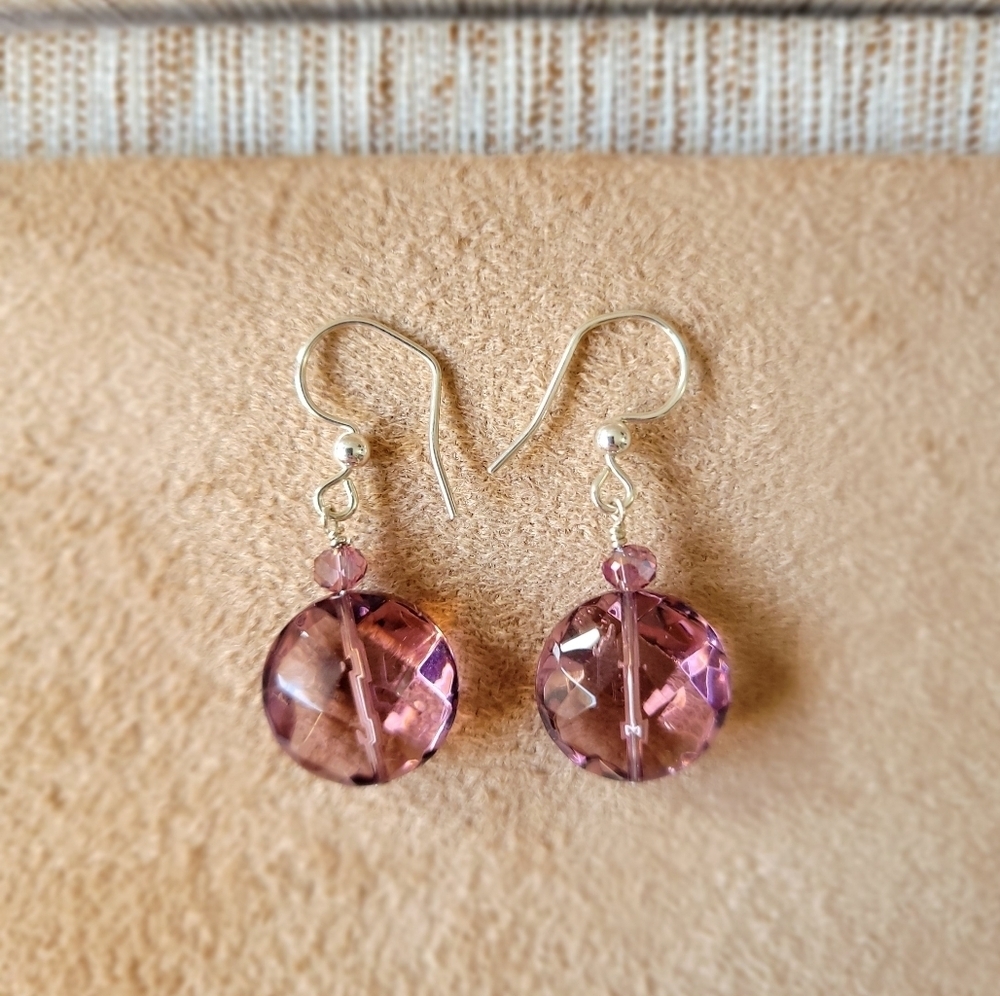 Elegant Pink Glass Earrings